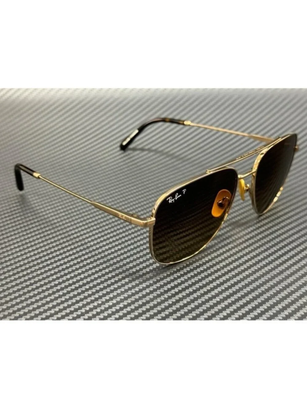 New Ray-Ban Men Gold Sunglasses 59-17-145
